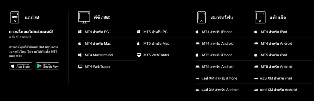 แพลตฟอร์มของโบรกเกอร์ XM 